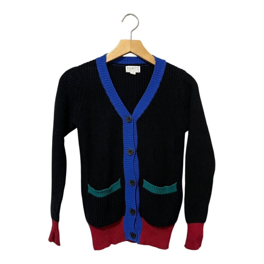 VELVETTE The Label Girl's Cardigan Sweater Size 10 Color Block Knit